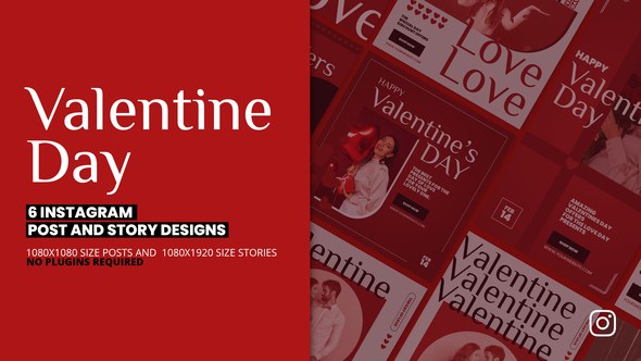 Videohive Valentine's Day Instagram Posts And Stories Promotion Product Promo template preview