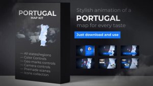 Videohive Portugal Map - Portuguese Republic Map Kit Video Displays template preview