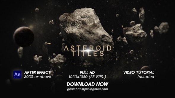 Videohive Asteroid Titles Video Displays template preview