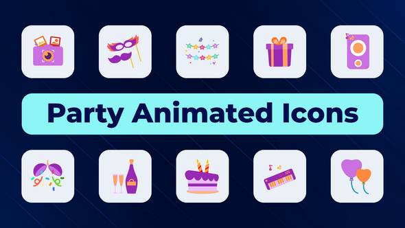 Videohive Party Animated Icons Elements template preview