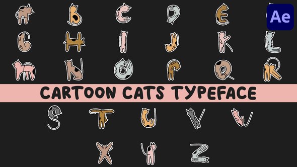 Videohive Cartoon Cats Animated Typeface for After Effects Elements template preview