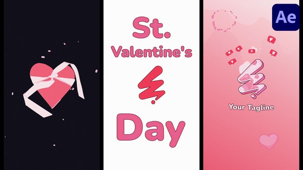 Videohive St. Valentine's Day Vertical Logo | After Effects Logo Stings template preview