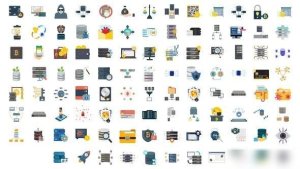 Videohive 100 Cyber Security & Database Icons Elements template preview