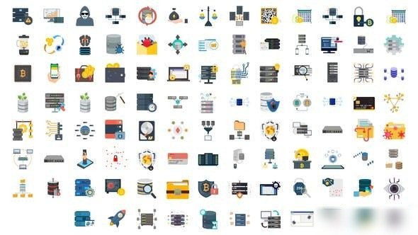 Videohive 100 Cyber Security & Database Icons