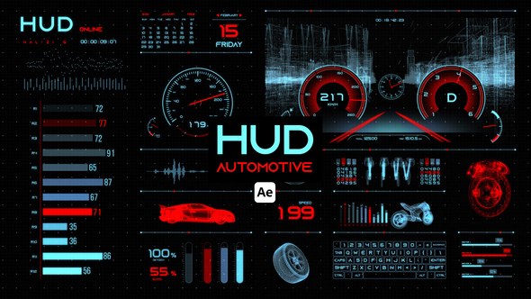 Videohive HUD Automotive for After Effects Infographics template preview