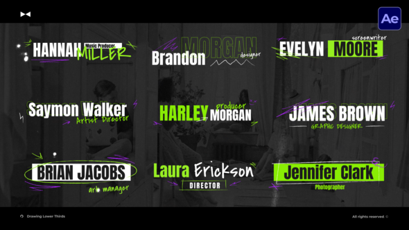 Videohive Drawing Lower Thirds  AE Elements template preview
