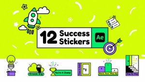 Videohive 12 Success Stickers Animated Elements template preview
