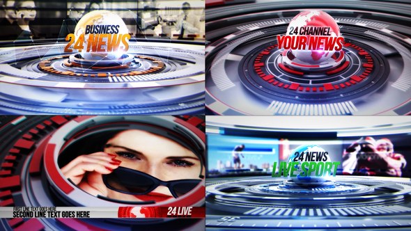 24 World News Complete Broadcast Package Video Displays template preview