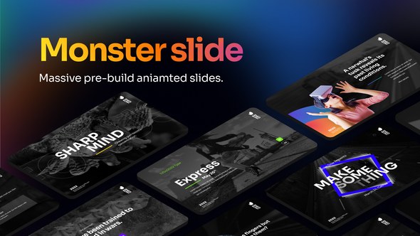 Videohive Monster Slide Aniamted Text Full Screen Background Video Display After Effect Template Product Promo template preview