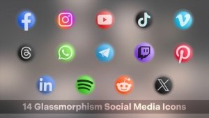 Videohive Glassmorphism Social Media Icons Elements template preview