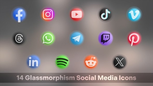Videohive Glassmorphism Social Media Icons Elements template preview