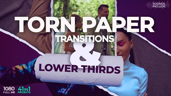 Videohive Torn Paper Transitions 46176951 Elements template preview