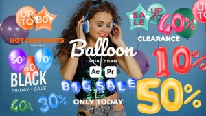 Videohive Balloon Sale Labels Titles template preview