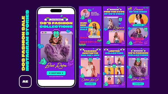 Videohive 90s Fashion Sale Instagram Stories Product Promo template preview