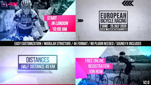 Cycling Marathon Broadcast Design v2.0 Video Displays template preview