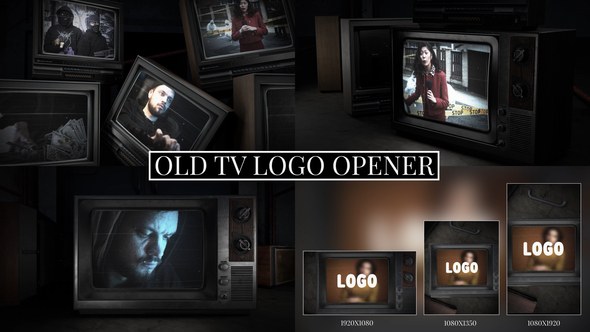 Videohive Vintage CRT Screen Logo Opener Vertical Version included Openers template preview