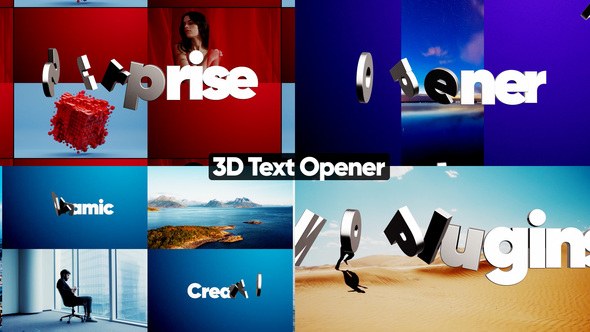 Videohive 3D Text Promo Opener Video Displays template preview