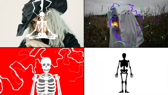 Videohive Halloween Skeletons Transitions for After Effects Elements template preview