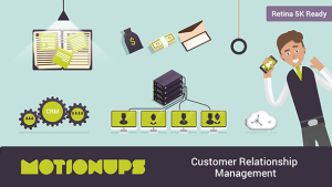 CRM Company Marketing Presentation With Character Video Displays template preview