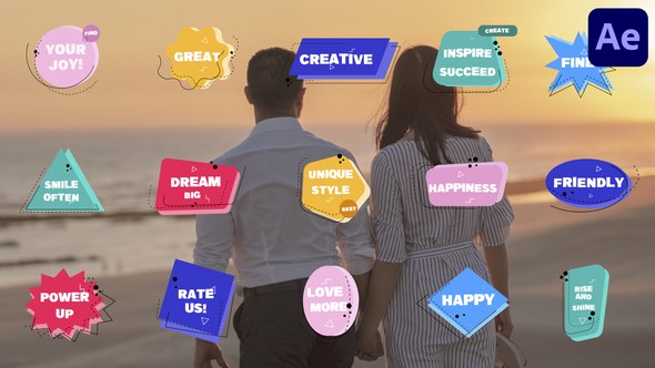 Videohive Flat Colorful Badges for After Effects Elements template preview