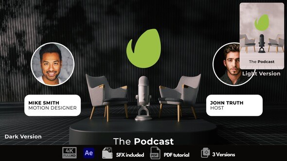 Videohive The Podcast Intro Logo Stings template preview