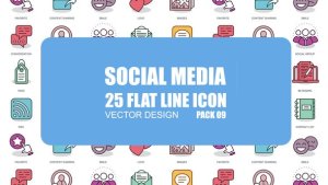 Social Media - Flat Animation Icons Video Displays template preview