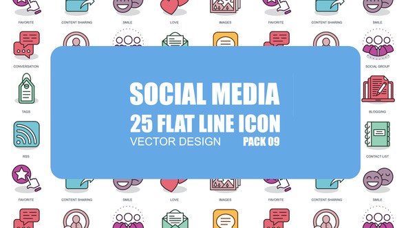 Social Media - Flat Animation Icons Video Displays template preview