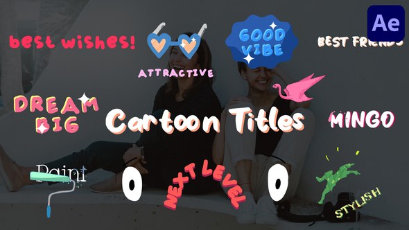 Videohive Cartoon Liquid Sticker Titles for After Effects Titles template preview