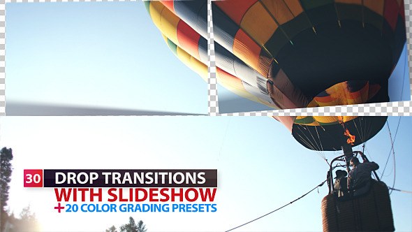 Drop Transitions Video Displays template preview