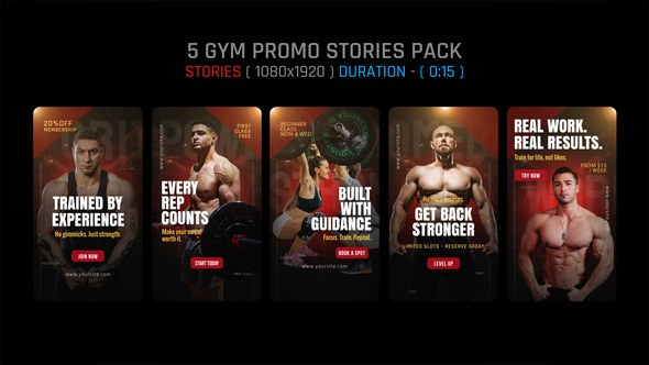 Videohive Gym Promo Stories Pack Product Promo template preview