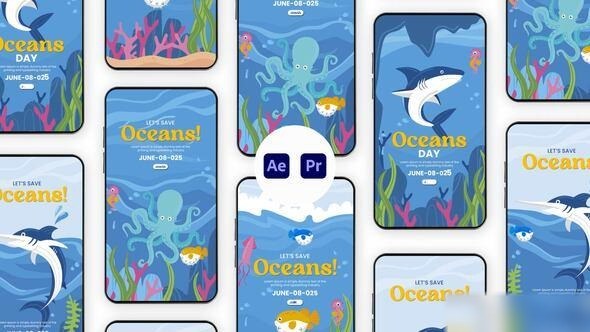Videohive World Oceans Day Instagram Story Elements template preview