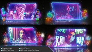 Videohive Neon Frame In The Rain Photo Slide Video Displays template preview