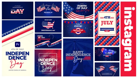 4th of July Independence Day for Premiere Prolides Mogrt Premiere Pro template preview