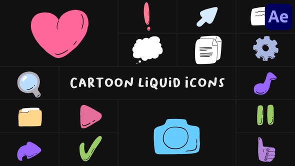Videohive Cartoon Liquid Icons for After Effects Elements template preview