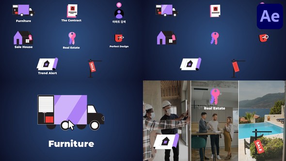 Videohive Real Estate Business Icons And Titles for After Effects Titles template preview