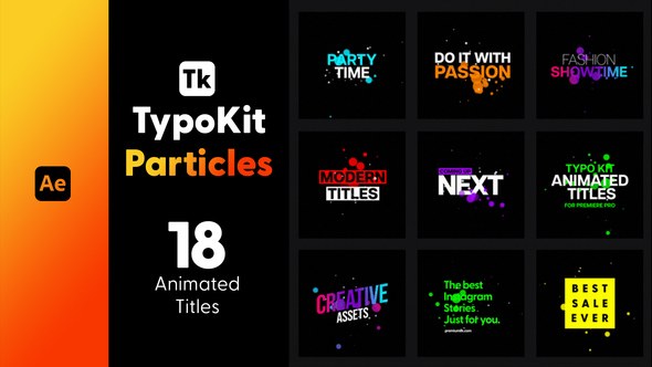 Videohive Typo Kit Particles Titles for After Effects Titles template preview
