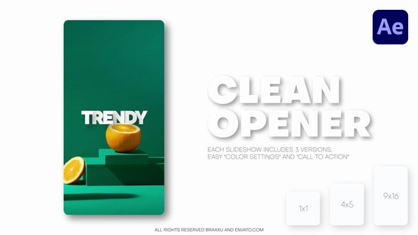 Videohive Vertical Clean Slideshow - Reels, Post, Shorts Openers template preview