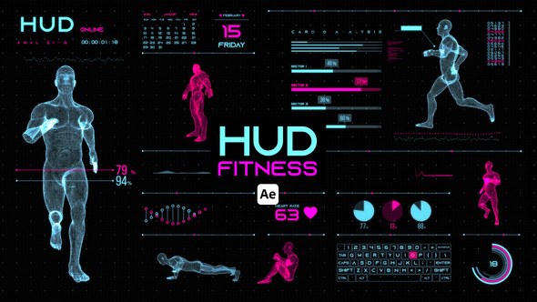 Videohive HUD Fitness for After Effects Infographics template preview