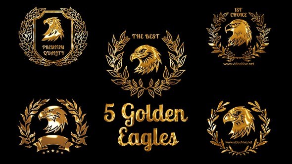 Videohive 5 Golden Emblems with Eagles Heads Openers template preview