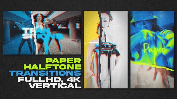Videohive Paper Halftone Transitions Elements template preview
