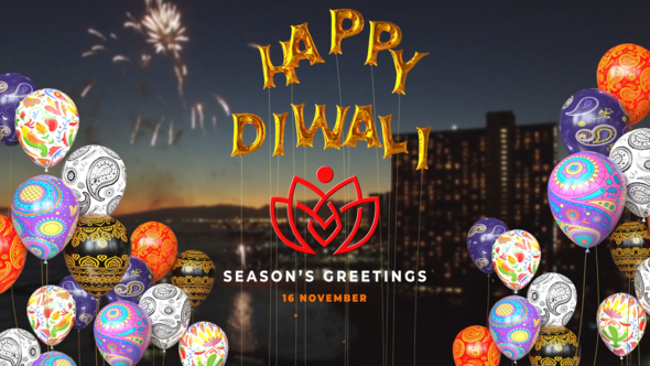 Videohive Happy Diwali Balloons Reveal Logo Stings template preview