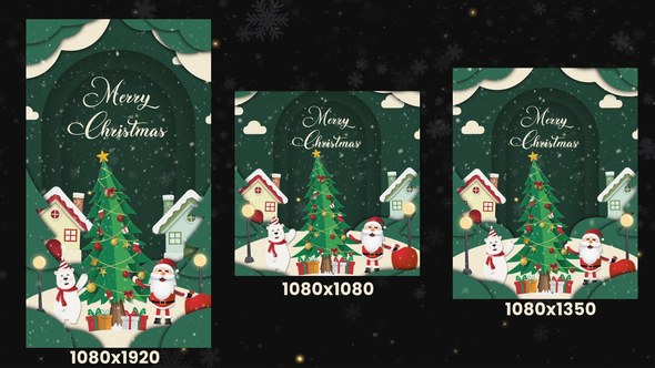 Videohive Merry Christmas Intro 3 in 1 Video Displays template preview
