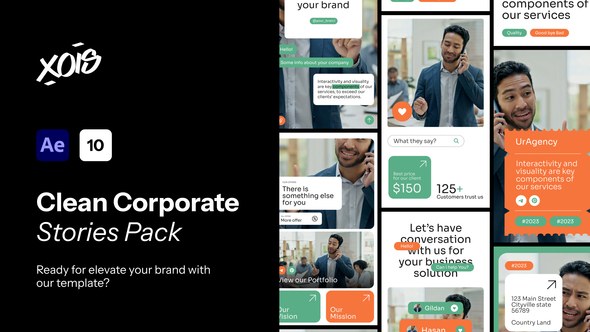 Videohive Clean Corporate Promo Stories Pack Openers template preview