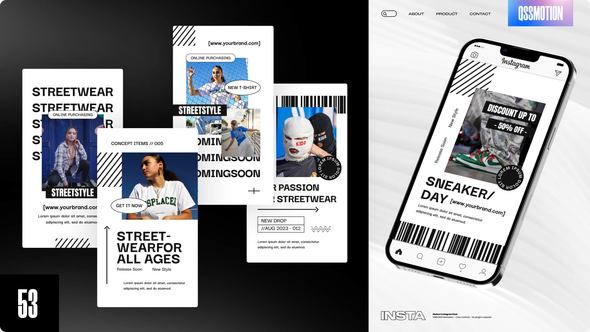 Videohive White Street Instagram Stories Video Displays template preview