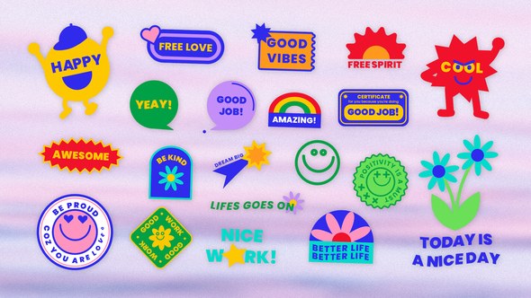 Videohive Sticker Pack - Retro Y2K Vibrant After Effects Project Template Elements template preview