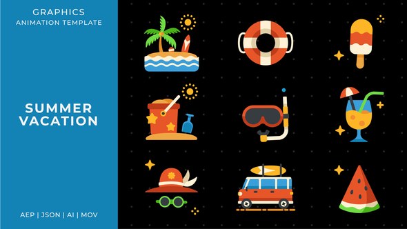 Videohive Summer vacation graphic animation template | After Effects Elements template preview