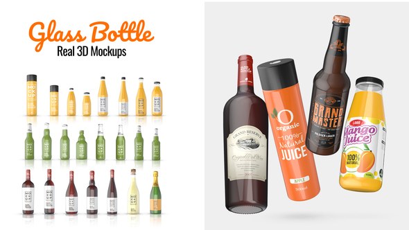 Videohive Glass bottle Real 3D Mockups Product Promo template preview