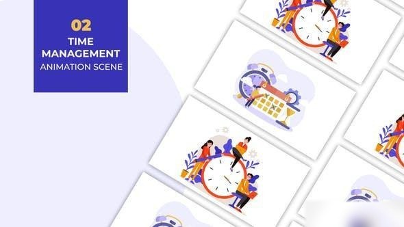 Videohive Time management concept Animation Scene Elements template preview