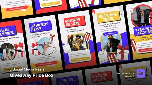 Videohive Social Media Reel - Giveaway Gift Box Awward Announcement Product Promo template preview
