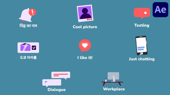 Videohive Social Media Communication Icons And Titles for After Effects Titles template preview
